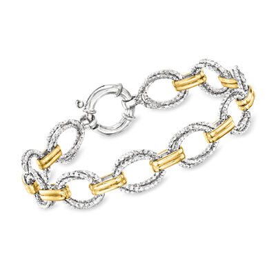 Silver and 14kt Gold-Plated Oval-Link Bracelet