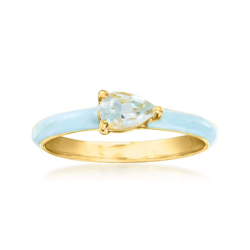 .40 Carat Aquamarine Ring with Pastel Blue Enamel in 18kt Gold Over Sterling image number 0