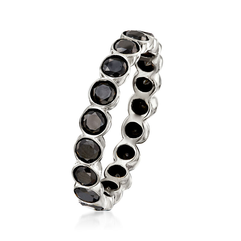 2.00 ct. t.w. Bezel-Set Black Diamond Eternity Band in 14kt White Gold image number 2