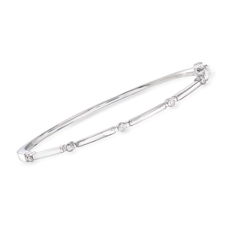 .10 ct. t.w. Diamond Bezel Station Bangle Bracelet in Sterling Silver image number 0