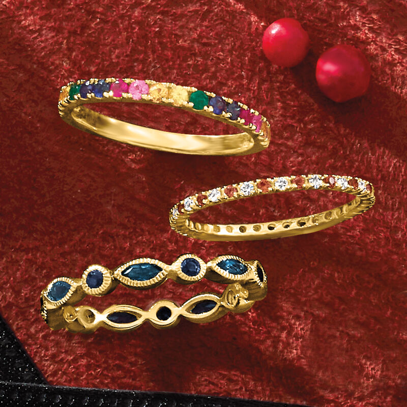 .20 ct. t.w. Garnet and .14 ct. t.w. Diamond Eternity Band in 14kt Yellow Gold image number 4