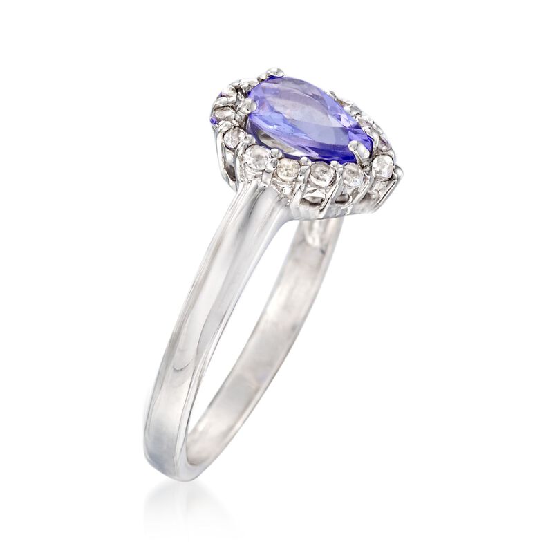 .60 Carat Tanzanite and .30 ct. t.w. White Topaz Ring in Sterling Silver image number 2