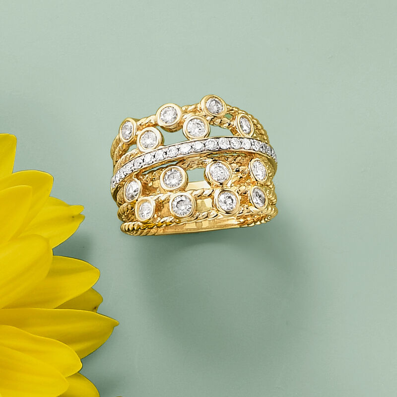 1.25 ct. t.w. Diamond Multi-Row Twist Ring in 14kt Yellow Gold image number 4