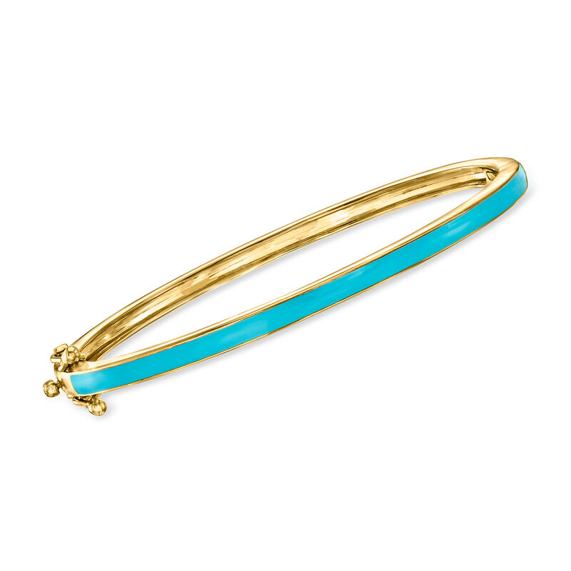 Turquoise Enamel Bangle Bracelet in 18kt Gold Over Sterling image number 0