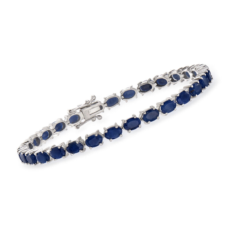 16.00 ct. t.w. Sapphire Tennis Bracelet in Sterling Silver. 7&quot; image number 0
