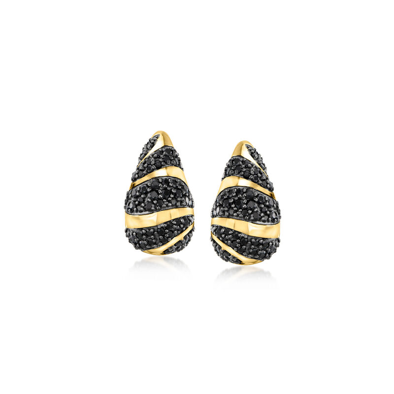 11.00 ct. t.w. Black Spinel Animal-Print Teardrop Earrings in 18kt Gold Over Sterling  image number 2