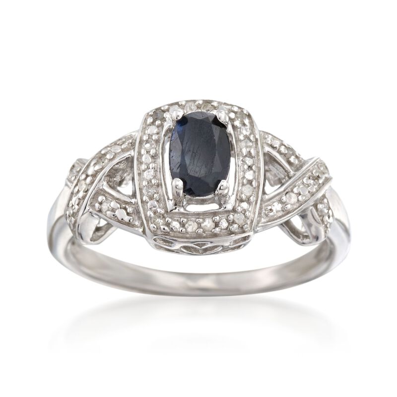 .60 Carat Sapphire Ring with Diamonds in Sterling Silver image number 0