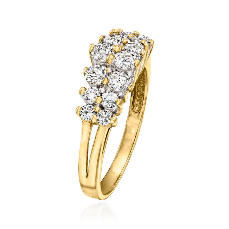 C. 1990 Vintage 1.00 ct. t.w. Diamond Two-Row Ring in 14kt Yellow Gold. Size 7 image number 2