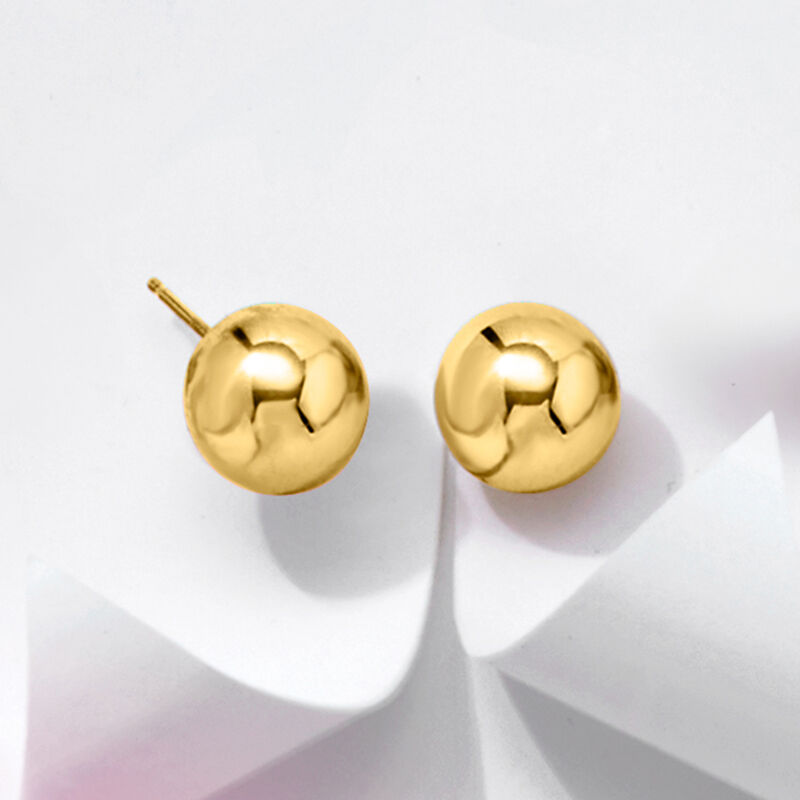 8mm 14kt Yellow Gold Ball Stud Earrings image number 5