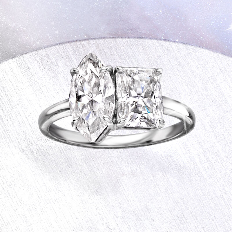 3.40 ct. t.w. Moissanite Toi et Moi Ring in Sterling Silver image number 3