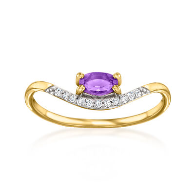 .20 Carat Amethyst Ring with Diamonds in 14kt Yellow Gold