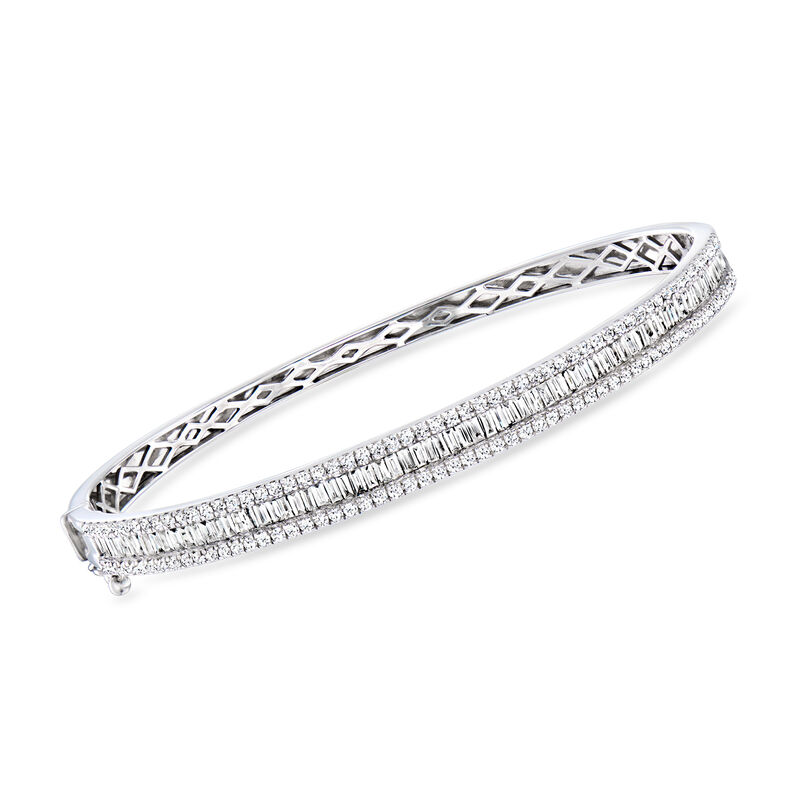 2.00 ct. t.w. Round and Baguette Lab-Grown Diamond Bangle Bracelet in Sterling Silver image number 0