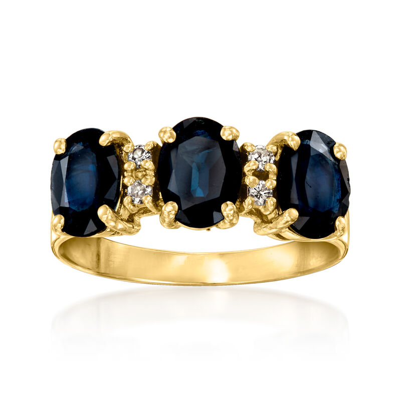 C. 1980 Vintage 2.50 ct. t.w. Sapphire Ring with Diamonds in 14kt Yellow Gold. Size 7 image number 0