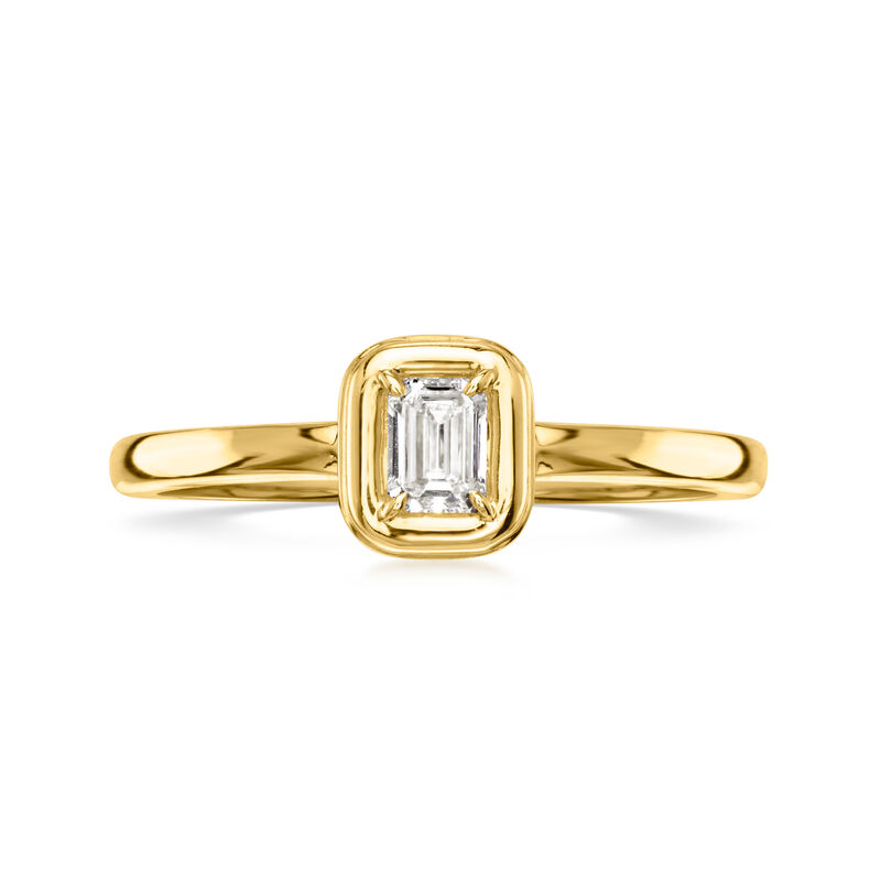 .25 Carat Bezel-Set Emerald-Cut Lab-Grown Diamond Ring in 10kt Yellow Gold image number 0