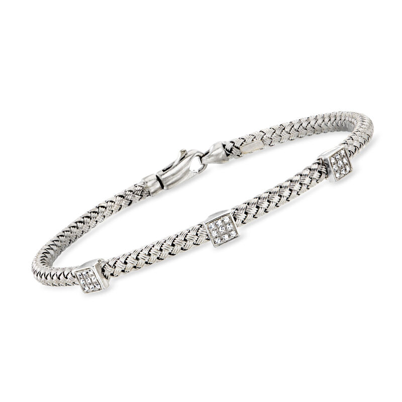 C. 1990 Vintage .20 ct. t.w. Diamond Cluster Station Bracelet in 14kt White Gold. 7&quot; image number 0