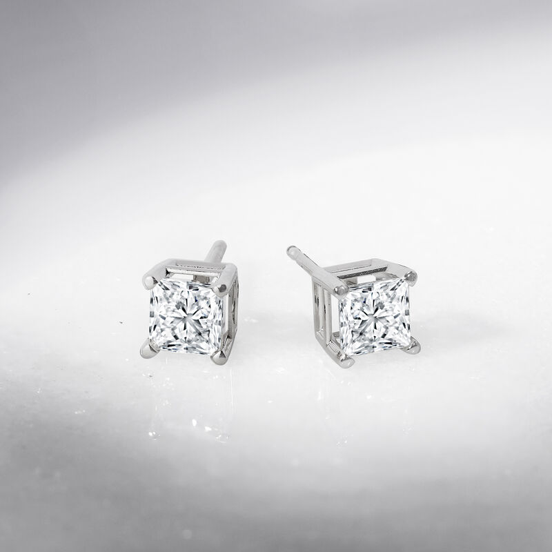 1.00 ct. t.w. Princess-Cut Diamond Stud Earrings in 14kt White Gold image number 2