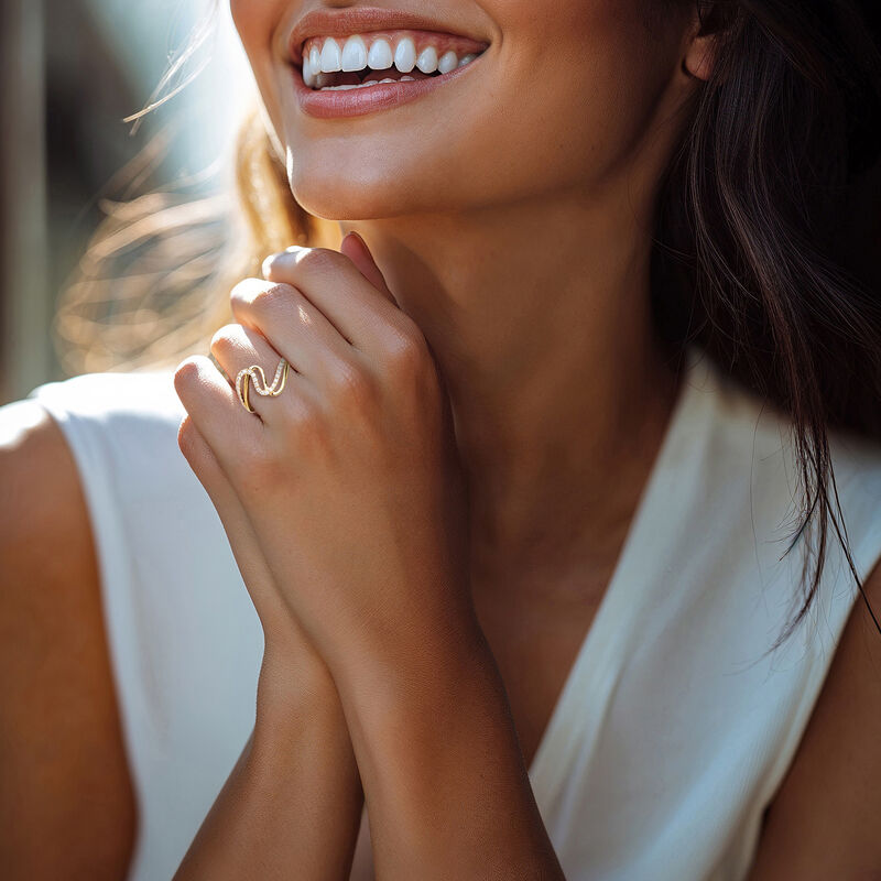 .25 ct. t.w. Lab-Grown Diamond Wavy Ring in 18kt Gold Over Sterling image number 1