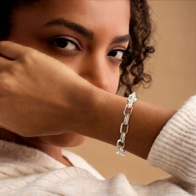 Sterling Silver-Plated Link Toggle Bracelet