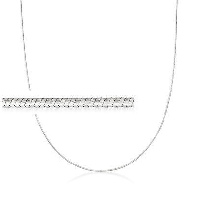 Italian 1mm Sterling Silver Adjustable Diamond-Cut Snake-Chain Necklace