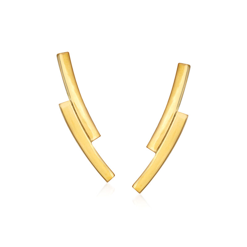 14kt Yellow Gold Mini Double-Curve Ear Climbers image number 0