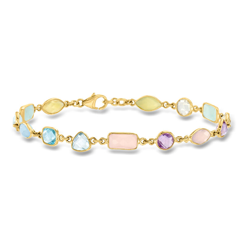 Pastel Multi-Gemstone Bracelet in 18kt Gold Over Sterling image number 0