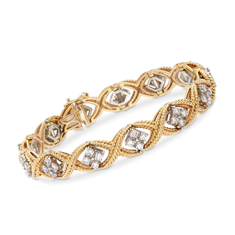 C. 1980 Vintage Jabel 3.30 ct. t.w. Diamond Roped Bracelet in 18kt Yellow Gold image number 0