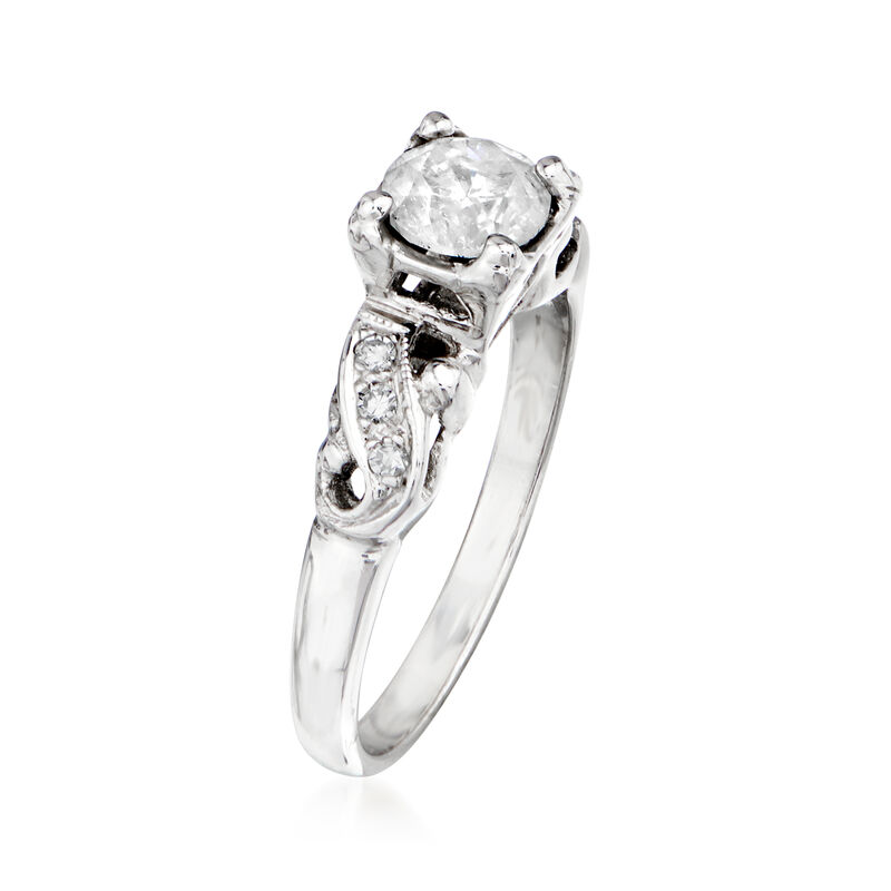 C. 1970 Vintage .76 ct. t.w. Diamond Swirl Ring in 14kt White Gold. Size 6 image number 2