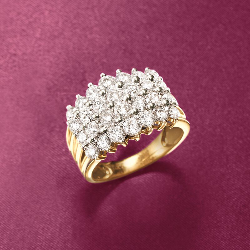 3.00 ct. t.w. Diamond Four-Row Ring in 14kt Yellow Gold. Size 6 image number 3