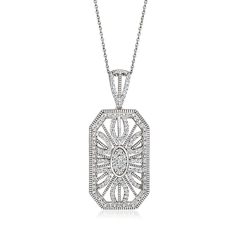 .75 ct. t.w. Diamond Art Deco-Style Pendant Necklace in Sterling Silver image number 0