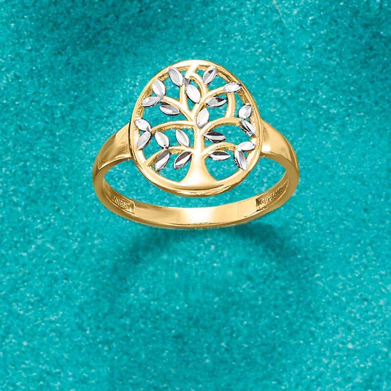 14kt Two-Tone Gold Cut-Out Tree of Life Ring image number 3