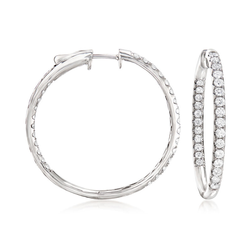 2.00 ct. t.w. Diamond Inside-Outside Hoop Earrings in 14kt White Gold image number 0
