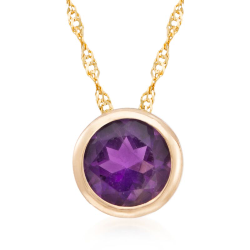 .70 Carat Bezel-Set Amethyst Pendant Necklace in 14kt Yellow Gold image number 0