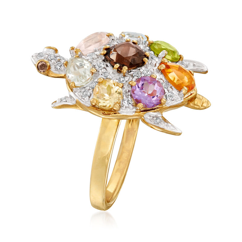 3.00 ct. t.w. Multi-Gemstone Turtle Ring in 18kt Gold Over Sterling image number 2