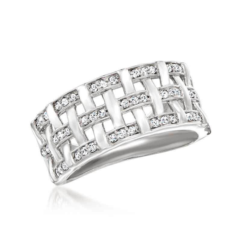 .25 ct. t.w. Diamond Basketweave Ring in Sterling Silver image number 3