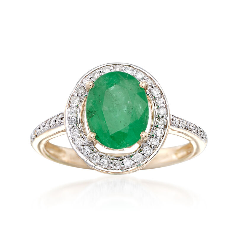 1.80 Carat Zambian Emerald and .25 ct. t.w. Diamond Halo Ring in 14kt Yellow Gold image number 0