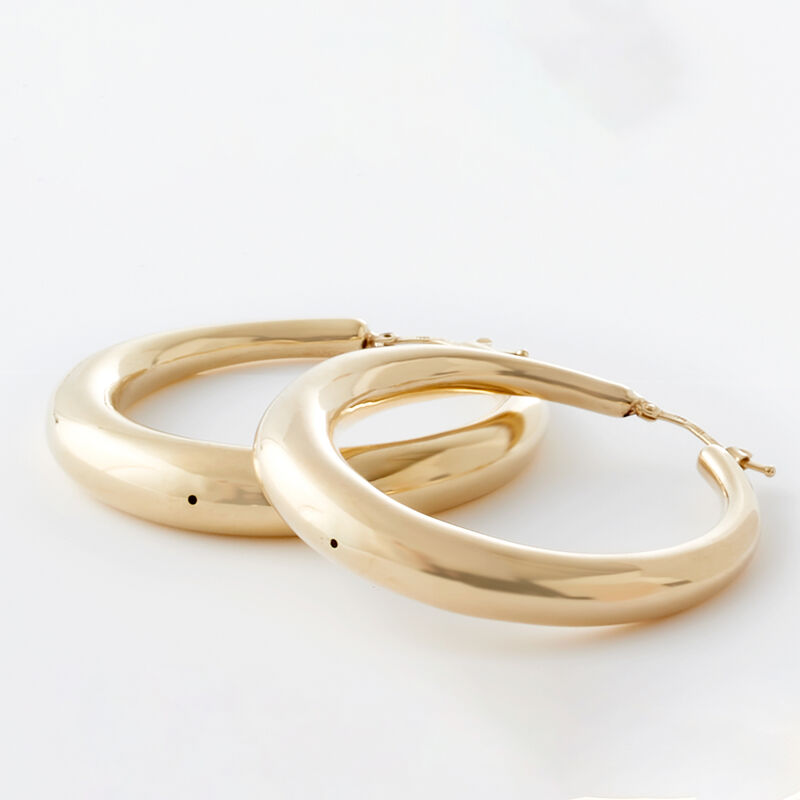 Italian 18kt Yellow Gold Large Graduated Hoop Earrings. 2&quot; image number 4