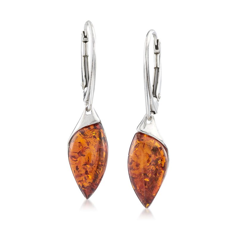 Amber Drop Earrings in Sterling Silver image number 0