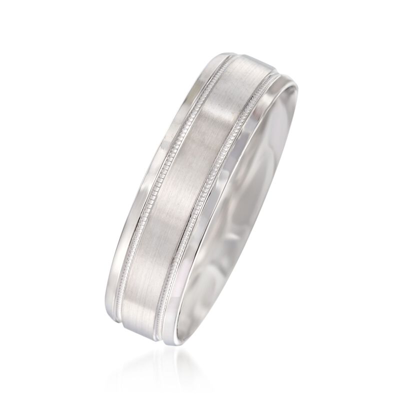 Men's 6mm 14kt White Gold Wedding Ring image number 1