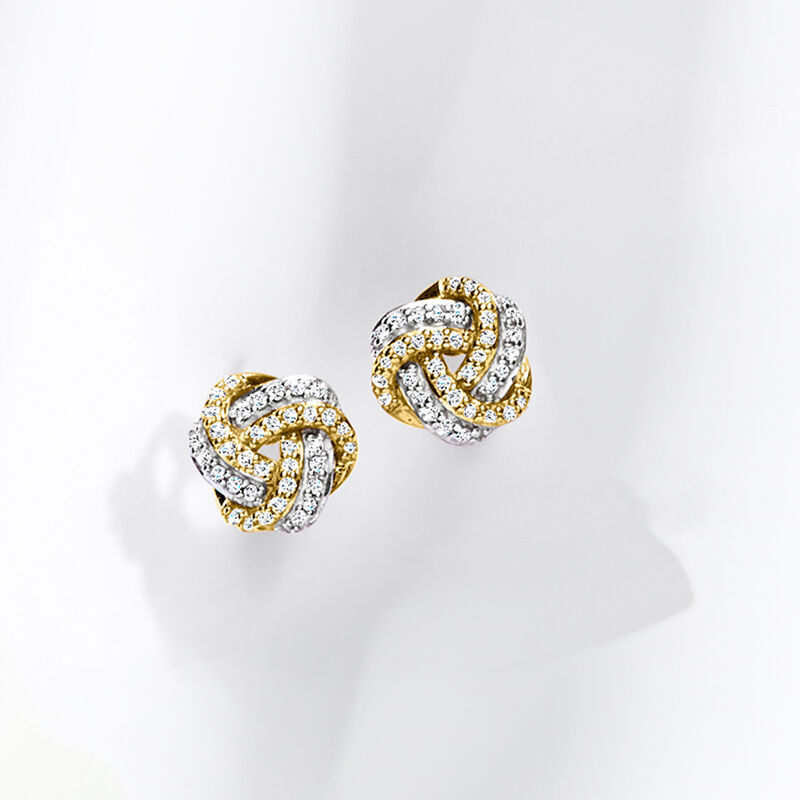 .20 ct. t.w. Diamond Love Knot Earrings in 10kt Two-Tone Gold image number 2