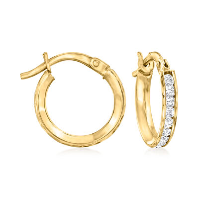 1.00 ct. t.w. CZ Huggie Hoop Earrings in 14kt Yellow Gold