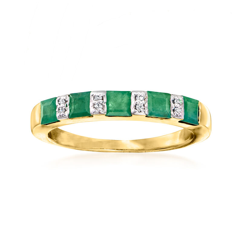 .70 ct. t.w. Emerald Ring with Diamonds in 18kt Gold Over Sterling image number 0
