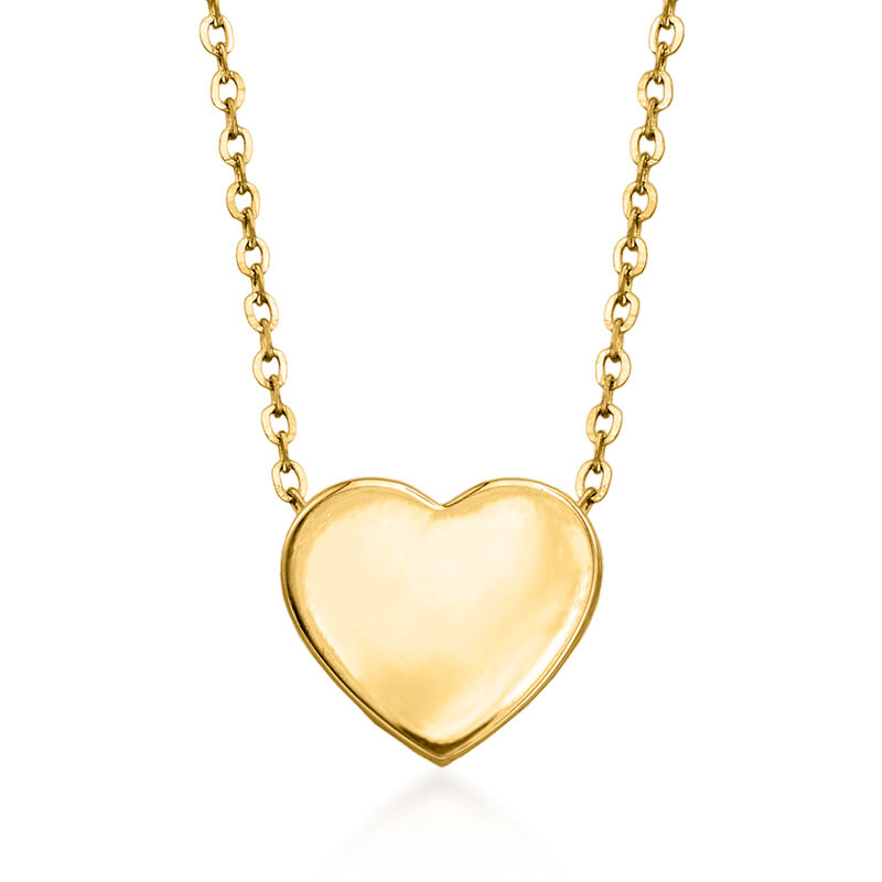 14kt Yellow Gold Heart Pendant Necklace. 16&quot; image number 1