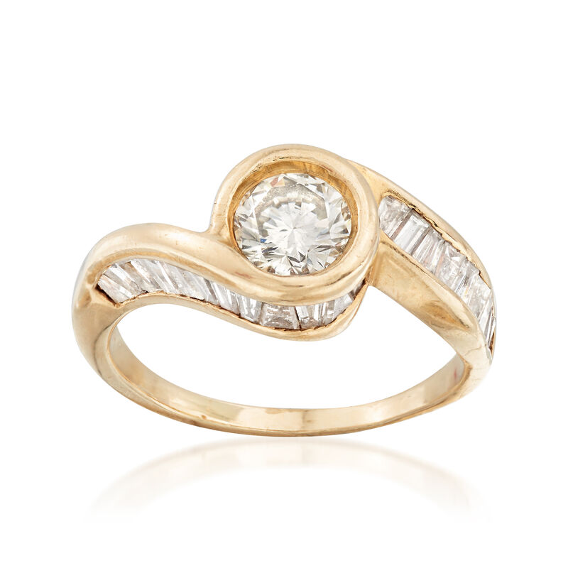 C. 1980 Vintage 1.45 ct. t.w. Diamond Bypass-Style Ring in 14kt Yellow Gold. Size 7.5 image number 0
