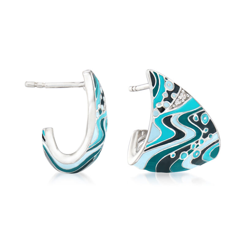 Belle Etoile &quot;Calypso&quot; Multicolored Enamel Earrings with CZ Accents in Sterling Silver image number 0