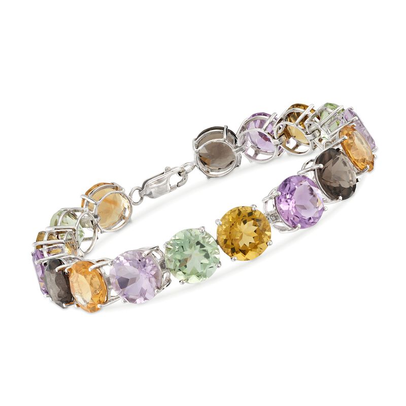54.25 ct. t.w. Multi-Stone Tennis Bracelet in Sterling Silver. 7.5&quot; image number 0