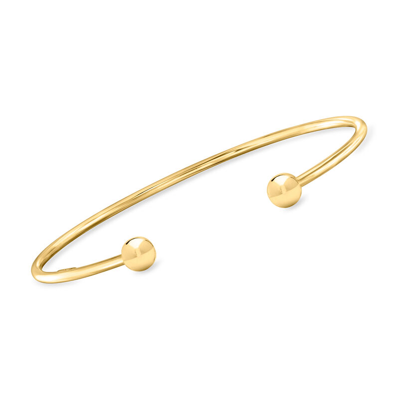 Italian 18kt Gold Vermeil Bead Cuff Bracelet. 7&quot; image number 0
