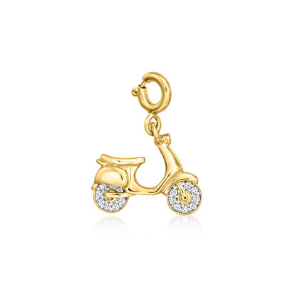 .10 ct. t.w. Diamond Scooter Charm in 18kt Gold Over Sterling