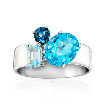 4.40 ct. t.w. Tonal Blue Topaz Ring in Sterling Silver