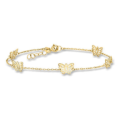 Italian 14kt Yellow Gold Butterfly Station Bracelet