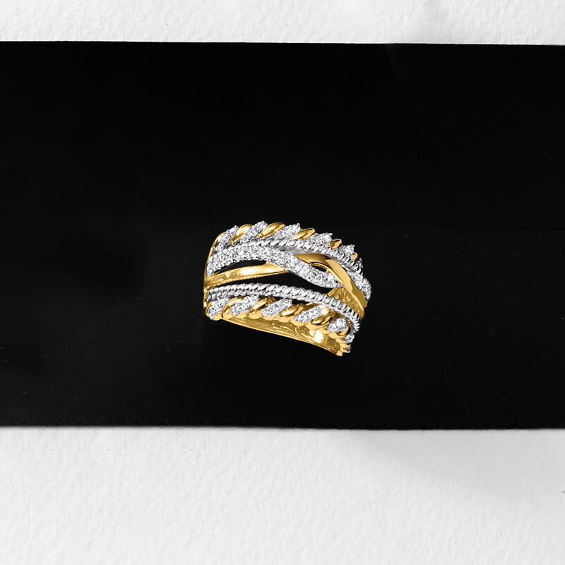 .75 ct. t.w. Diamond Twisted Multi-Row Ring in 14kt Two-Tone Gold image number 3